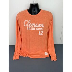 Retro Brand T-Shirt Mens Large Clemson Basketball 12 Long Sleeve Orange Heather